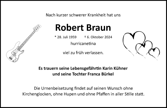 Traueranzeige von Robert Braun von Rothenburg