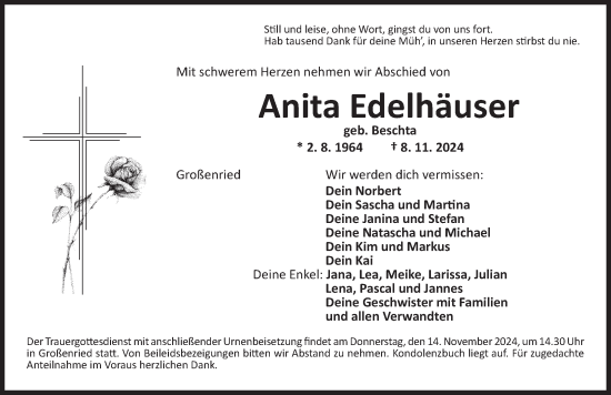 Traueranzeige von Anita Edelhäuser von Dinkelsbühl/ Feuchtwangen