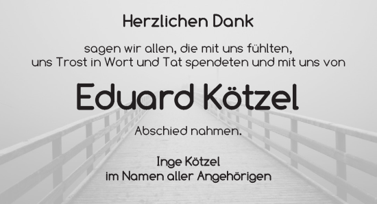 Traueranzeige von Eduard Kötzel von Neustadt/ Scheinfeld/ Uffenheim