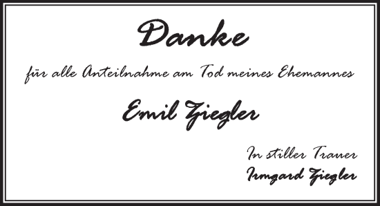 Traueranzeige von Emil Ziegler von Dinkelsbühl/ Feuchtwangen