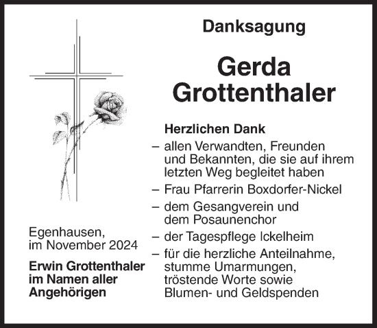 Traueranzeige von Gerda Grottenthaler von Neustadt/ Scheinfeld/ Uffenheim