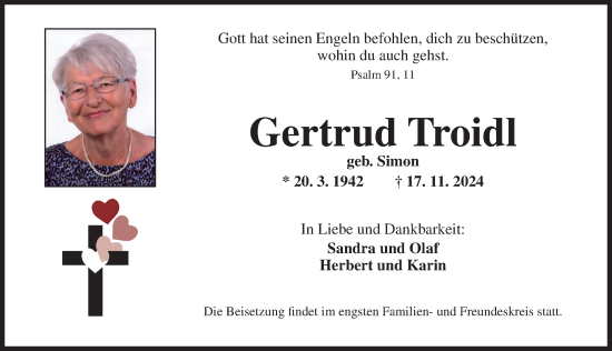 Traueranzeige von Gertrud Troidl von Ansbach