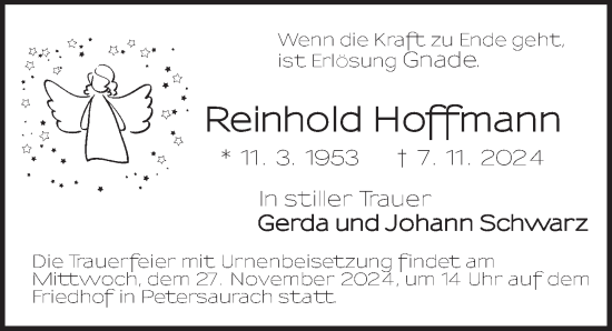 Traueranzeige von Reinhold Hoffmann von Ansbach