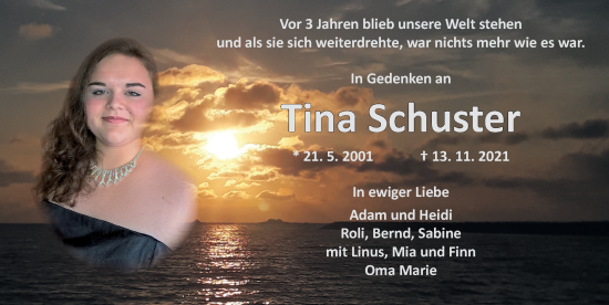 Traueranzeige von Tina Schuster von GE