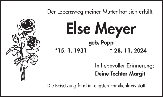 Traueranzeige von Else Meyer von Ansbach