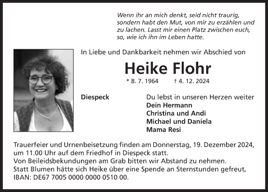 Traueranzeige von Heike Flohr von Neustadt/ Scheinfeld/ Uffenheim