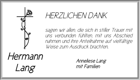 Traueranzeige von Hermann Lang von Dinkelsbühl/ Feuchtwangen