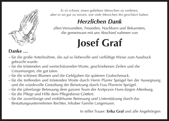 Traueranzeige von Josef Graf von Neustadt/ Scheinfeld/ Uffenheim