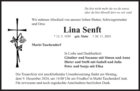 Traueranzeige von Lina Senft von Neustadt/ Scheinfeld/ Uffenheim