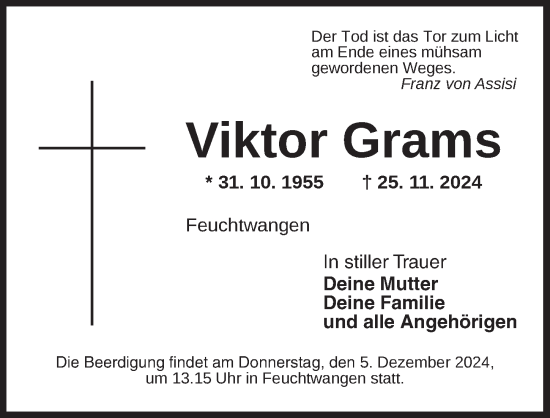 Traueranzeige von Viktor Grams von Dinkelsbühl/ Feuchtwangen