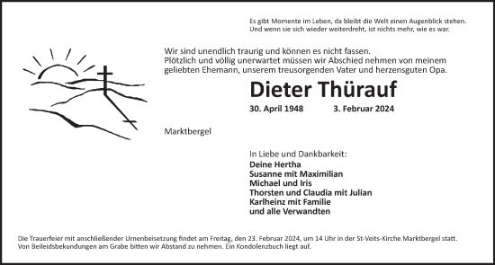 Traueranzeige von Dieter Thürauf von Neustadt/ Scheinfeld/ Uffenheim