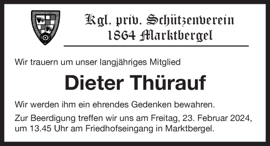 Traueranzeige von Dieter Thürauf von Neustadt/ Scheinfeld/ Uffenheim