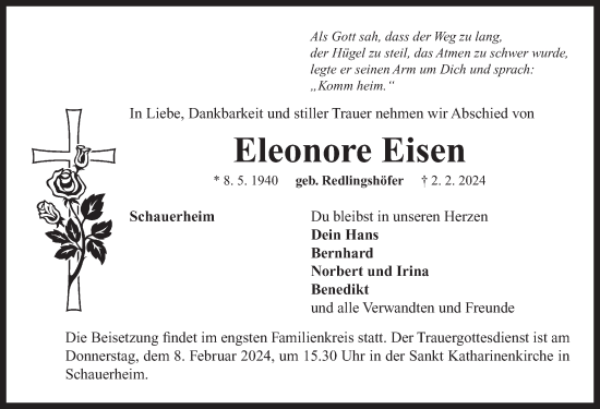 Traueranzeige von Eleonore Eisen von Neustadt/ Scheinfeld/ Uffenheim