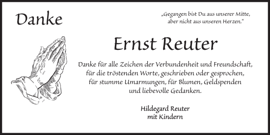 Traueranzeige von Ernst Reuter von Dinkelsbühl/ Feuchtwangen