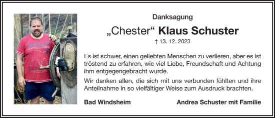 Traueranzeige von Klaus Schuster von Neustadt/ Scheinfeld/ Uffenheim