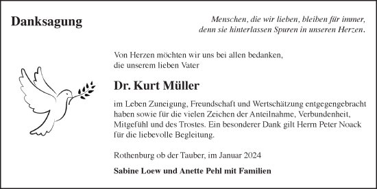 Traueranzeige von Kurt Müller von Rothenburg