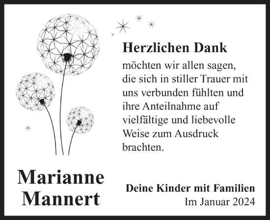 Traueranzeige von Marianne Mannert von Neustadt/ Scheinfeld/ Uffenheim