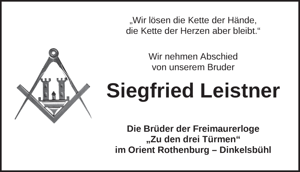  Traueranzeige für Siegfried Leistner vom 20.02.2024 aus Dinkelsbühl/ Feuchtwangen