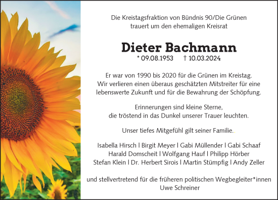 Traueranzeige von Dieter Bachmann von GE