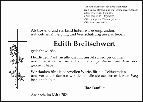 Traueranzeige von Edith Breitschwert von GE