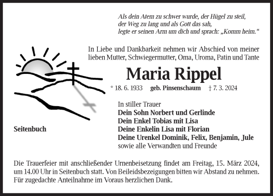 Traueranzeige von Maria Rippel von Neustadt/ Scheinfeld/ Uffenheim