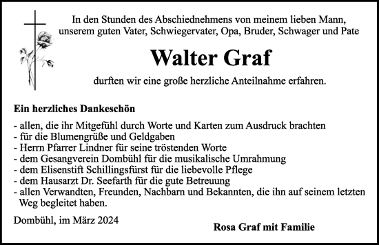 Traueranzeige von Walter Graf von Rothenburg