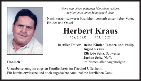Traueranzeige von Herbert Kraus von Neustadt/ Scheinfeld/ Uffenheim