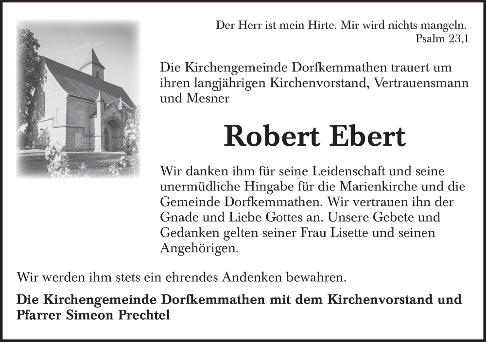  Traueranzeige für Robert Ebert vom 19.04.2024 aus Dinkelsbühl/ Feuchtwangen
