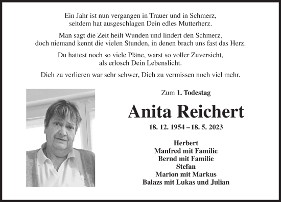 Traueranzeige von Anita  Reichert von Dinkelsbühl/ Feuchtwangen