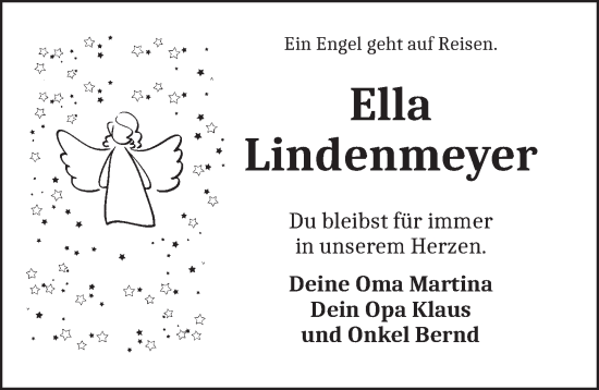 Traueranzeige von Ella Lindenmeyer von Dinkelsbühl/ Feuchtwangen