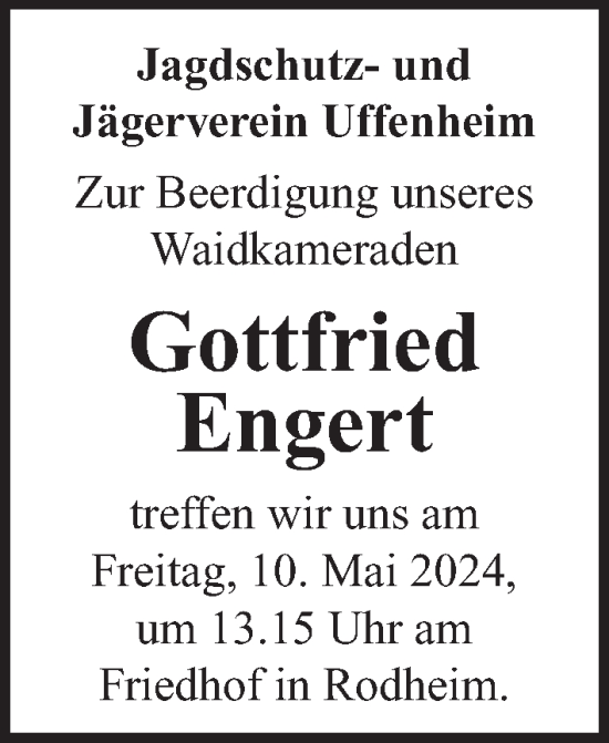Traueranzeige von Gottfried Engert von Neustadt/ Scheinfeld/ Uffenheim