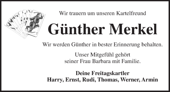 Traueranzeige von Günther Merkel von Dinkelsbühl/ Feuchtwangen