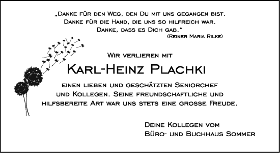 Traueranzeige von Karl-Heinz Plachki von Dinkelsbühl/ Feuchtwangen