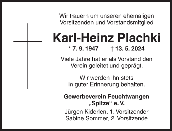 Traueranzeige von Karl-Heinz Plachki von Dinkelsbühl/ Feuchtwangen