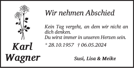 Traueranzeige von Karl Wagner von Ansbach