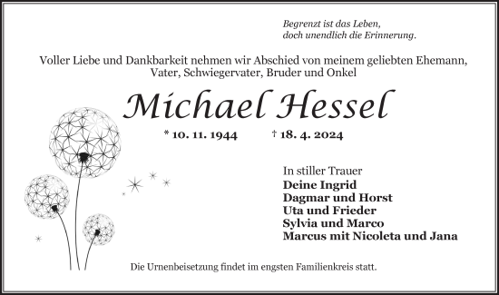 Traueranzeige von Michael Hessel von Neustadt/ Scheinfeld/ Uffenheim