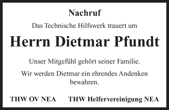 Traueranzeige von Dietmar Pfundt von Neustadt/ Scheinfeld/ Uffenheim