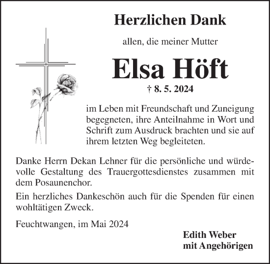 Traueranzeige von Elsa Höft von Dinkelsbühl/ Feuchtwangen