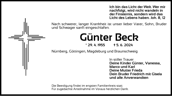 Traueranzeige von Günter Beck von Dinkelsbühl/ Feuchtwangen