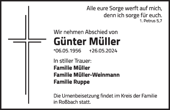 Traueranzeige von Günter Müller von Neustadt/ Scheinfeld/ Uffenheim