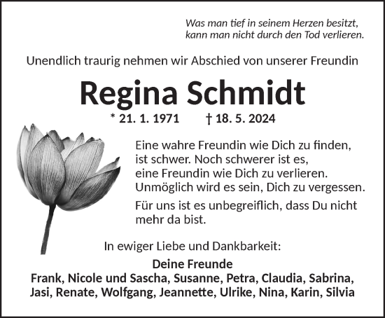 Traueranzeige von Regina Schmidt von Dinkelsbühl/ Feuchtwangen