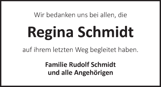 Traueranzeige von Regina Schmidt von Dinkelsbühl/ Feuchtwangen