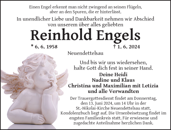 Traueranzeige von Reinhold Engels von Ansbach