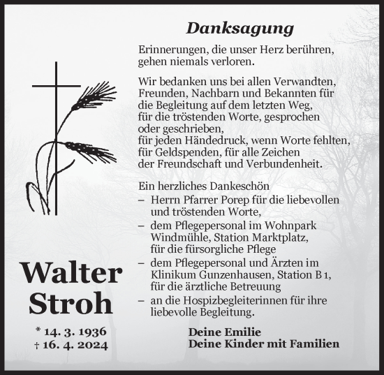 Traueranzeige von Walter Stroh von Ansbach