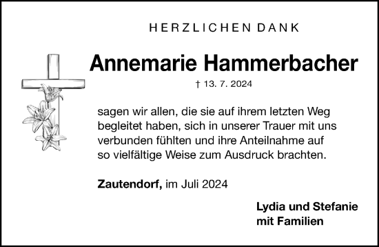 Traueranzeige von Annemarie Hammerbacher von Neustadt/ Scheinfeld/ Uffenheim