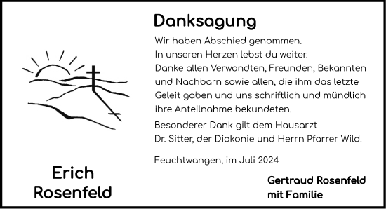 Traueranzeige von Erich Rosenfeld von Dinkelsbühl/ Feuchtwangen