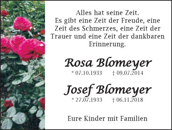 Traueranzeige von Josef Blomeyer von Ansbach