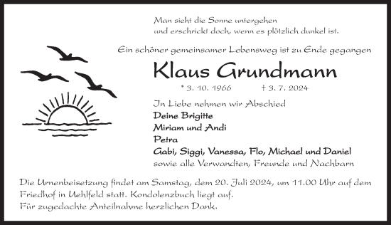 Traueranzeige von Klaus Grundmann von Neustadt/ Scheinfeld/ Uffenheim