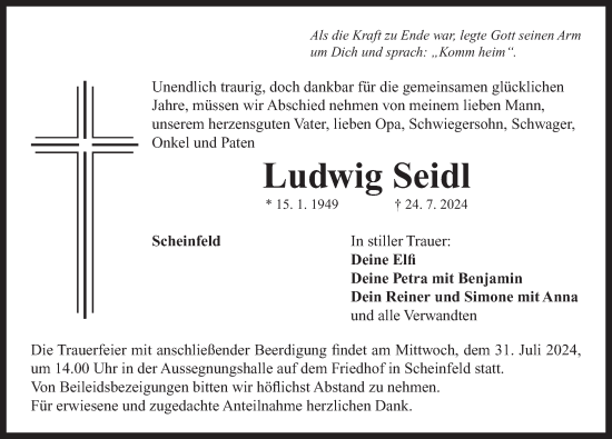 Traueranzeige von Ludwig Seidl von Neustadt/ Scheinfeld/ Uffenheim