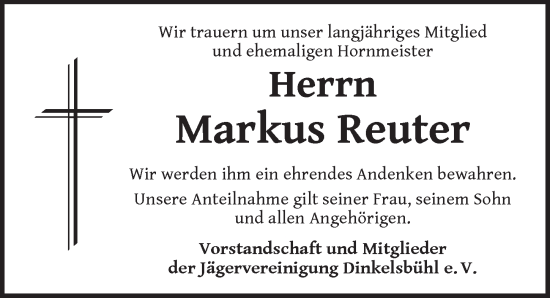 Traueranzeige von Markus Reuter von Dinkelsbühl/ Feuchtwangen